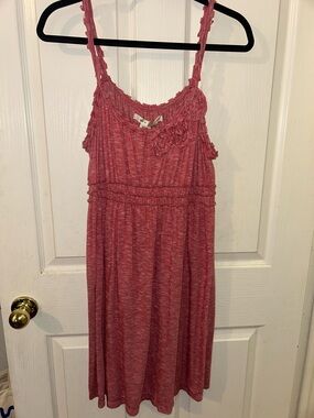 Max Studio Rose-Striped Sleeveless Dress with Rosette Detail